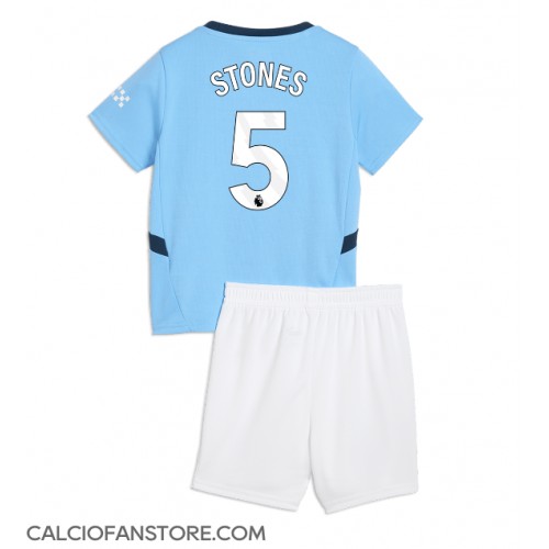 Maglia Calcio Manchester City John Stones #5 Prima Divisa Bambino 2024-25 Manica Corta (+ pantaloncini)